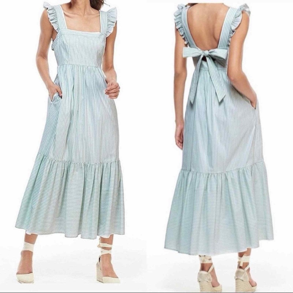 Anthropologie Gal Meets Glam Jasmine Striped Dress mint green